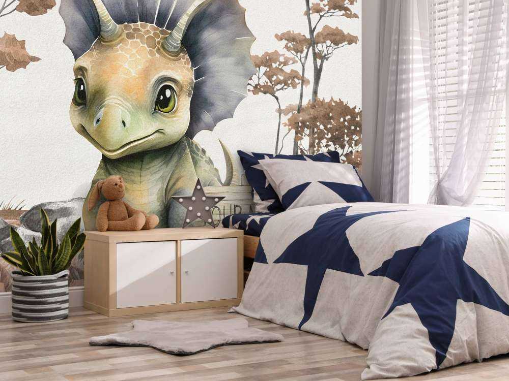 Baby triceratops i den taupefarvede junglen