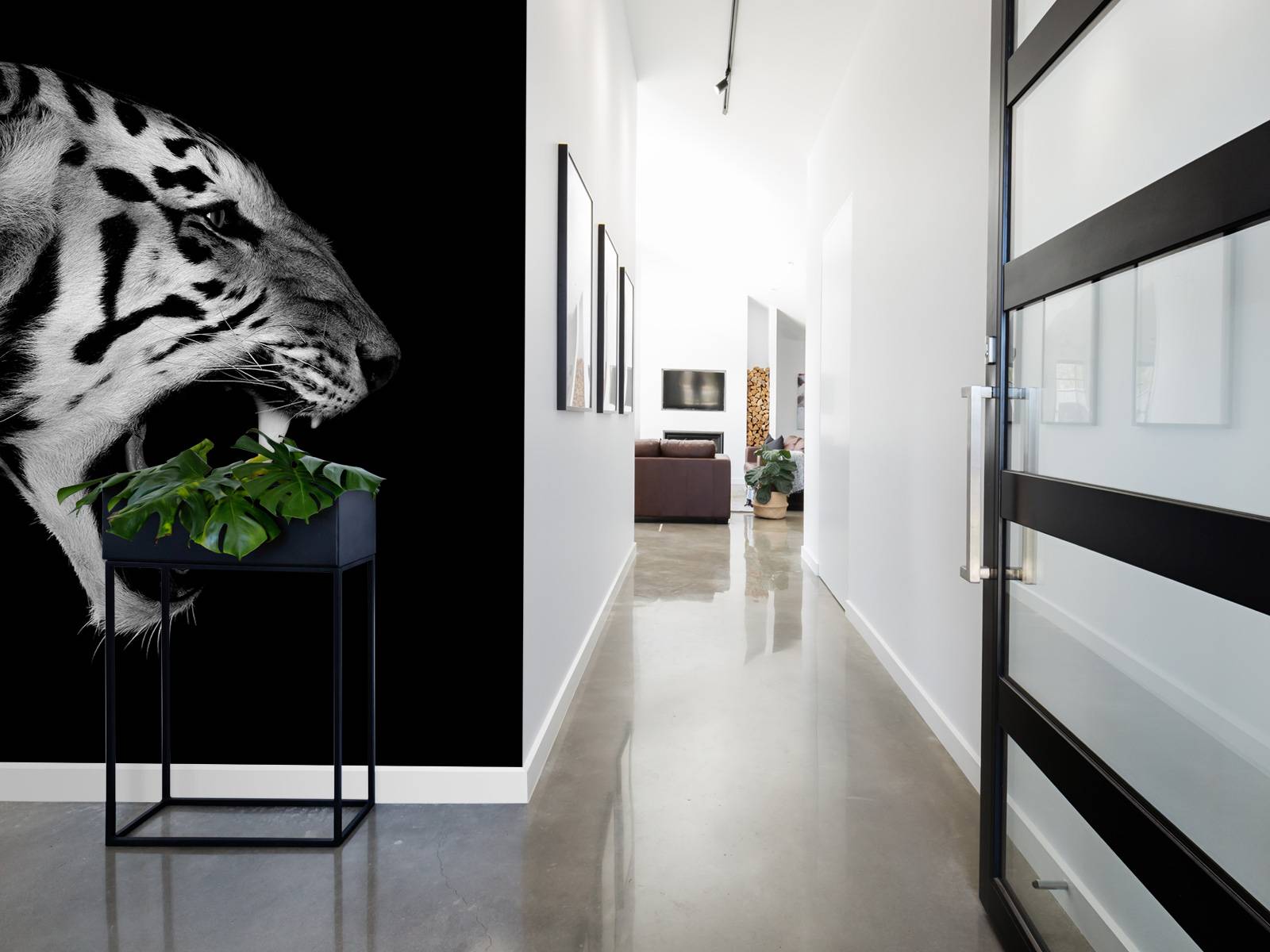 Fototapet - Brølende tiger sort - Fototapet, image size:1600x1200