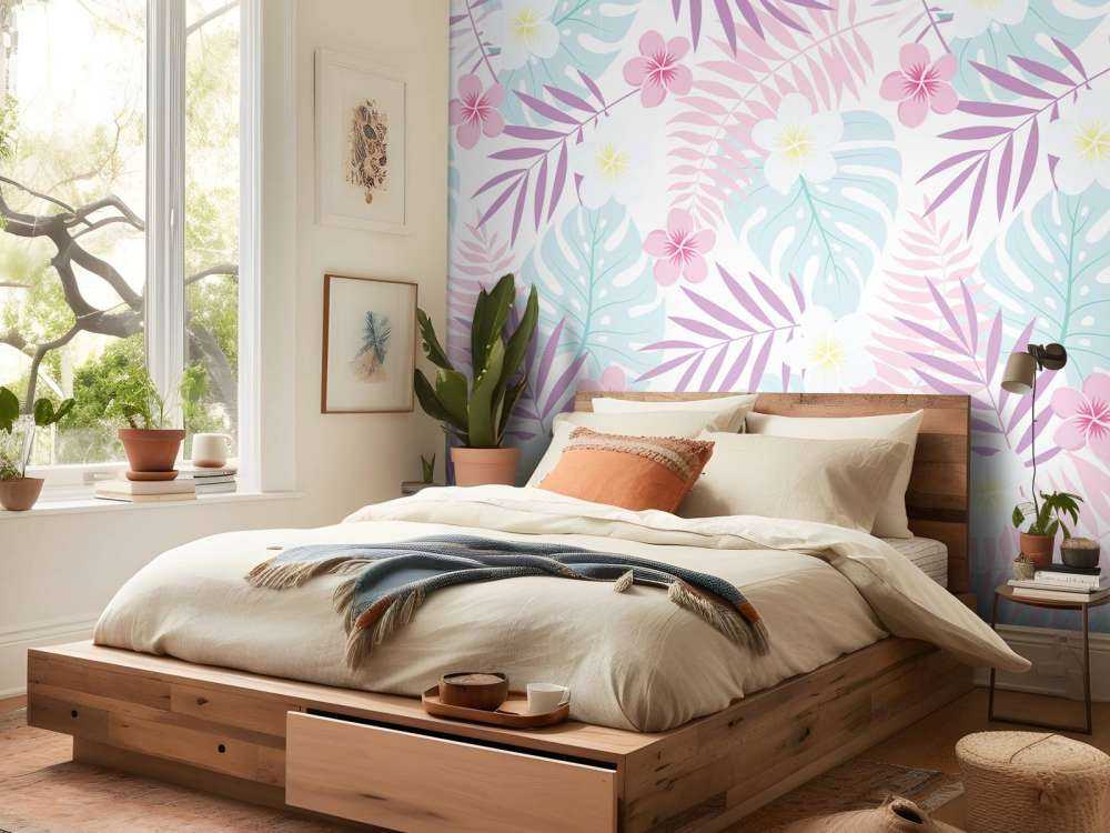 Pastellblomster og blader