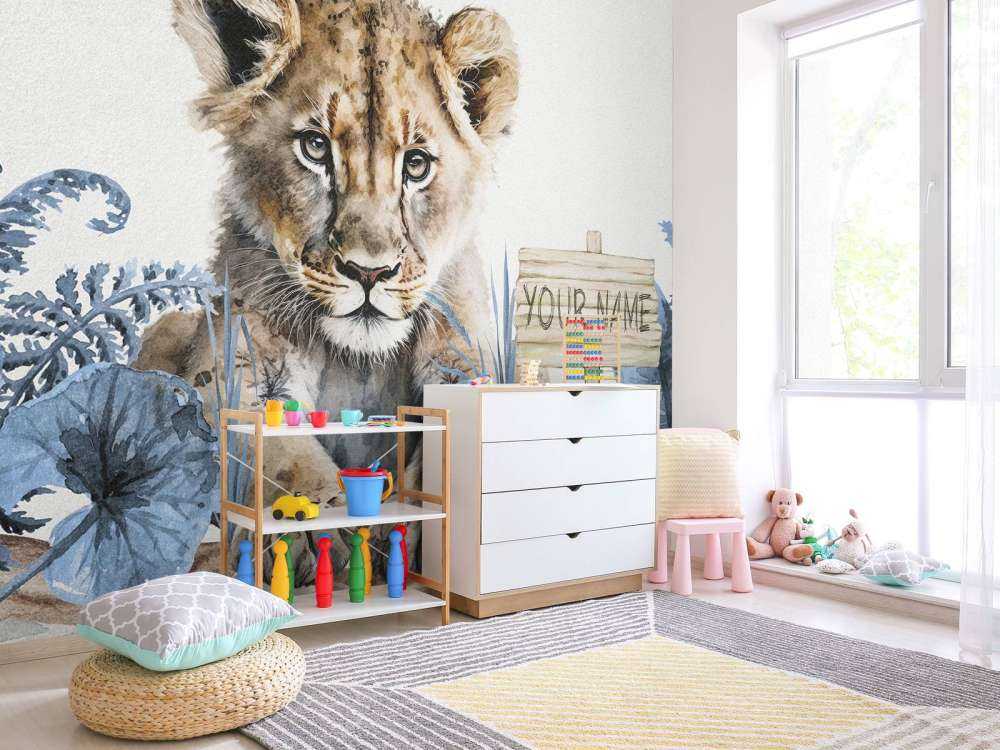 Ung løve i jungelen blå