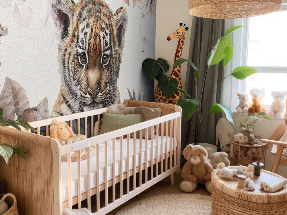 Søt tiger med planter taupe