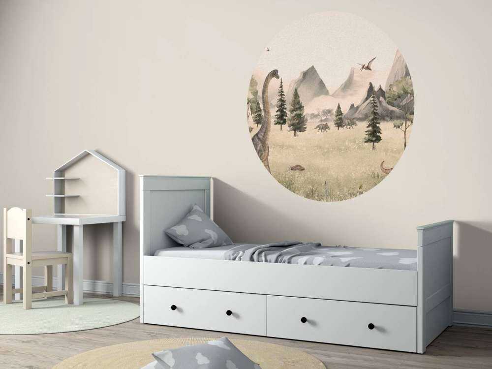 Landskap med dinosaurer i beige