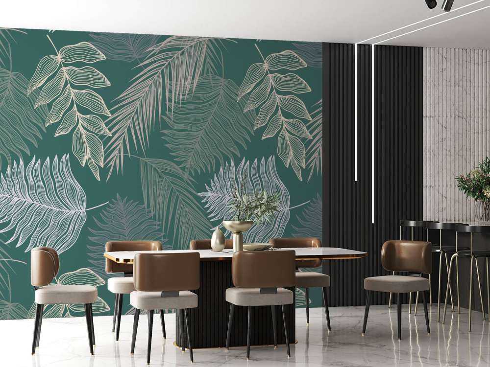 Palmeblad på grønn bakgrunn