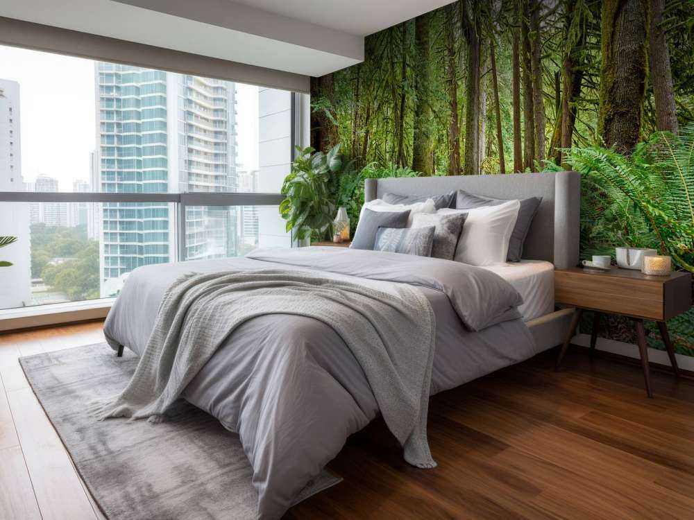 Sti med steiner gjennom skogen