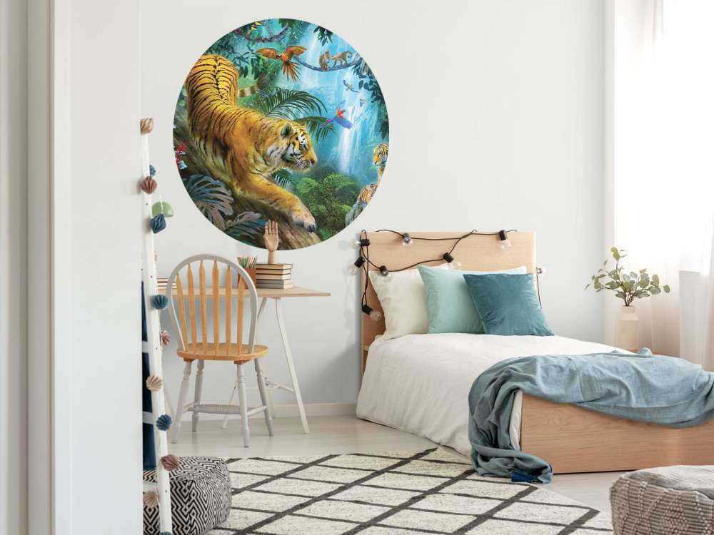 Tigers Near Waterfall