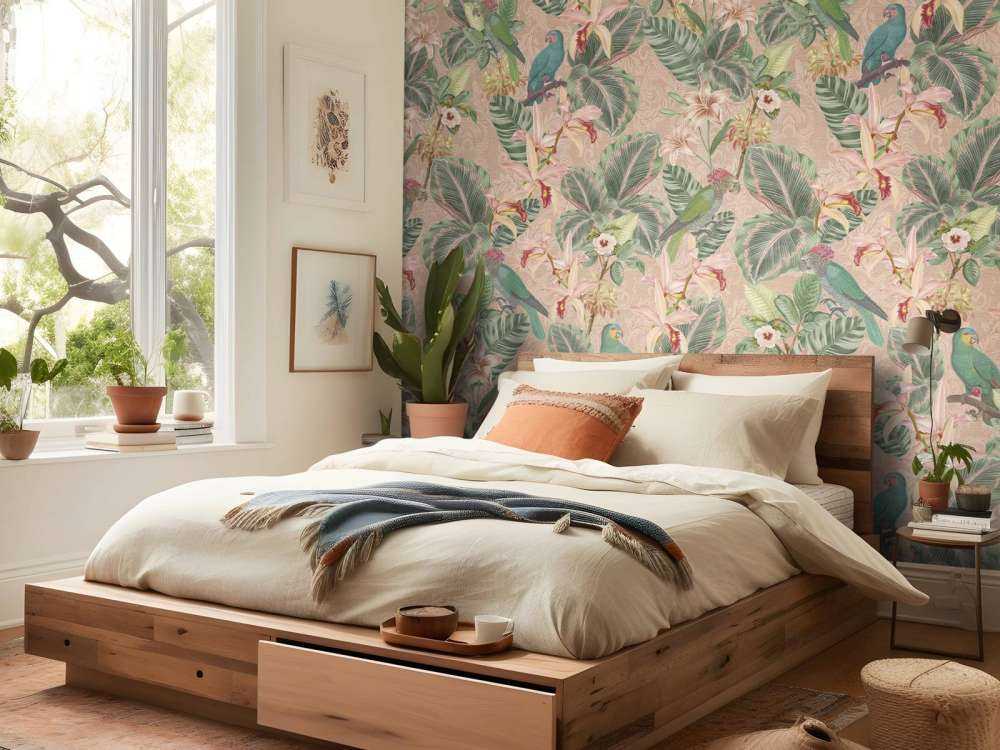 Tropiske jungelfugler og papegøyer - terrakotta