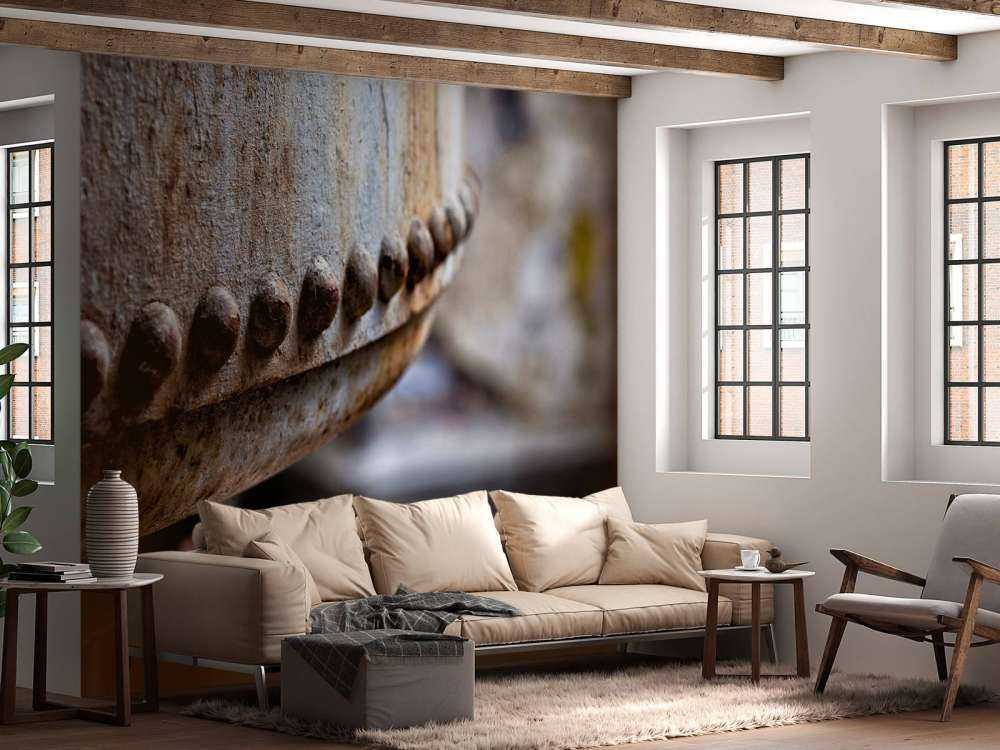 Detalj av en rostig ångpanna