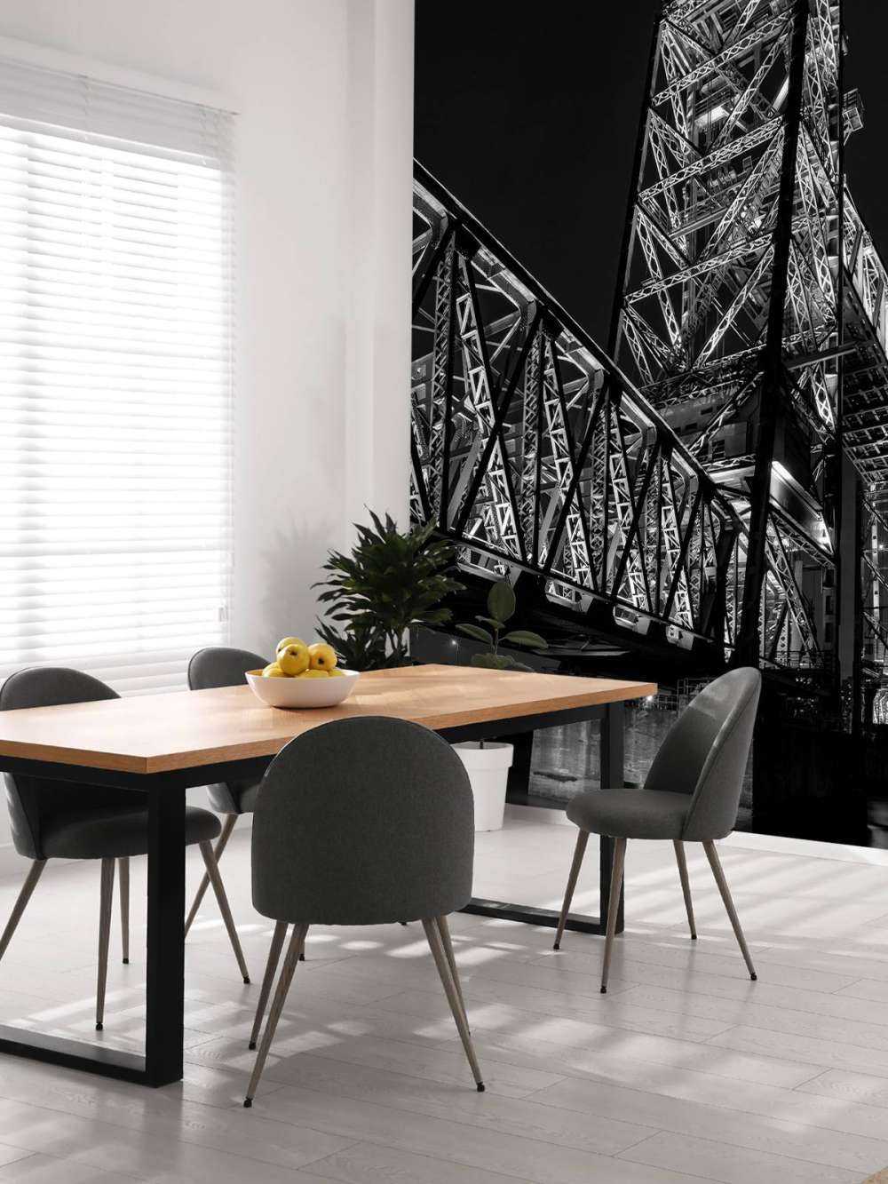 Den tidigare järnvägsbron De Hef i Rotterdam i svartvitt 