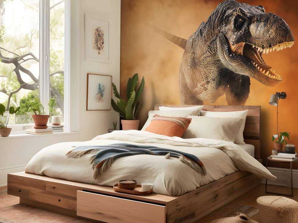 Tyrannosaurus går genom rök