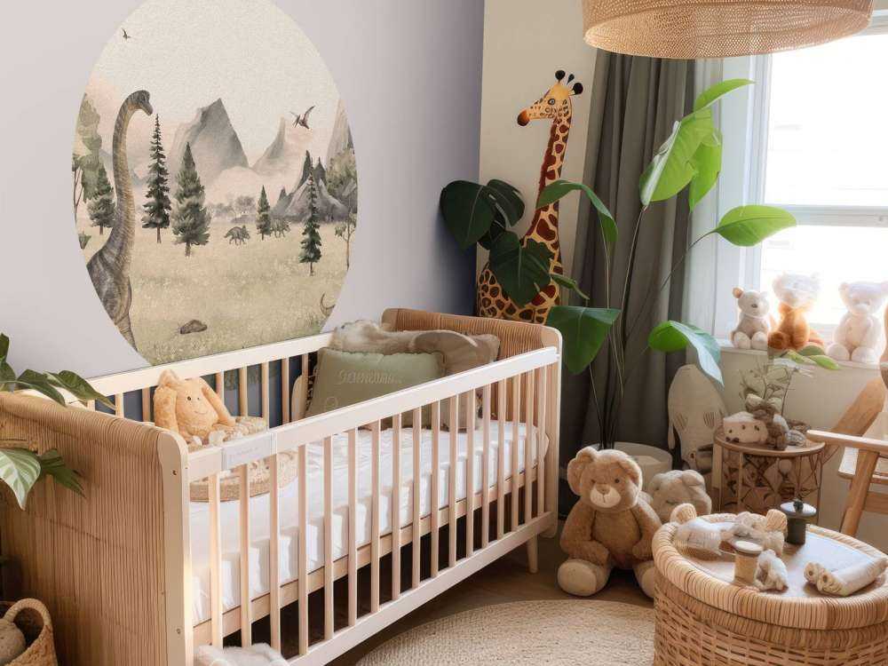 Landskap med dinosaurier i beige