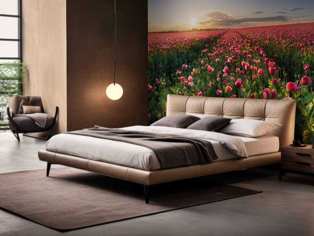 Fält med rosa vallmo