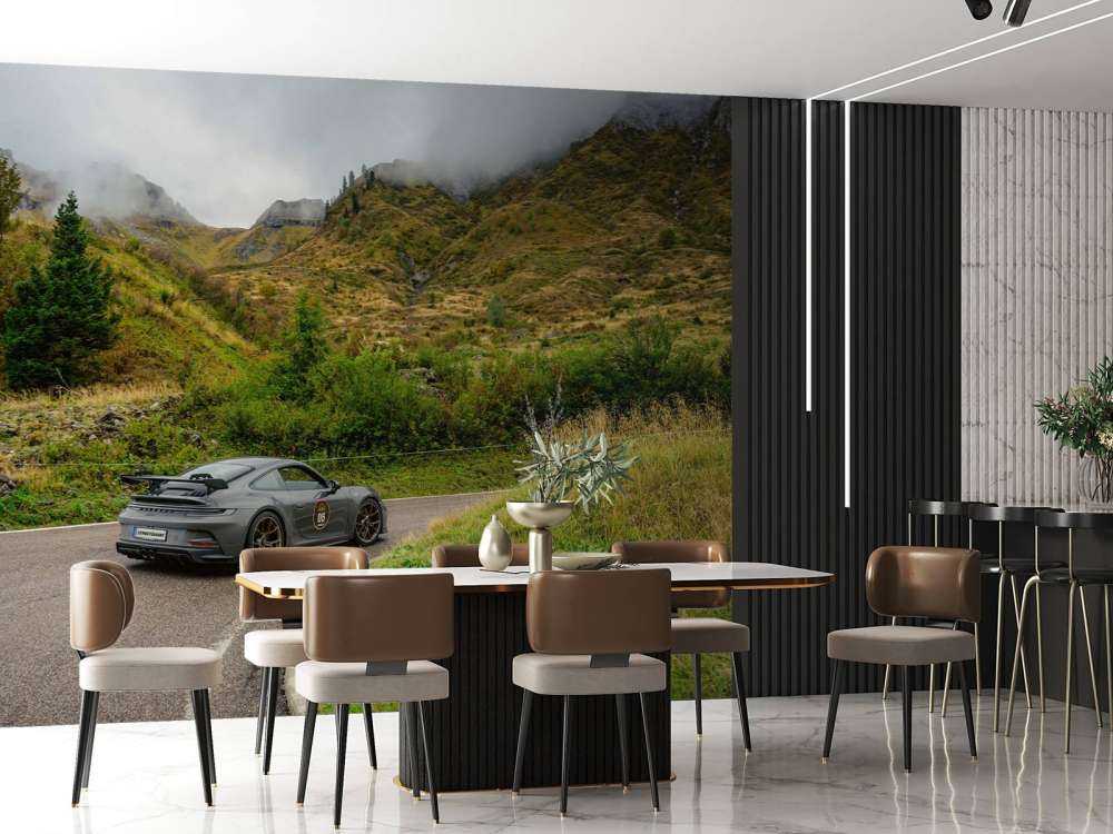 Sportvagn dörr bergdimma