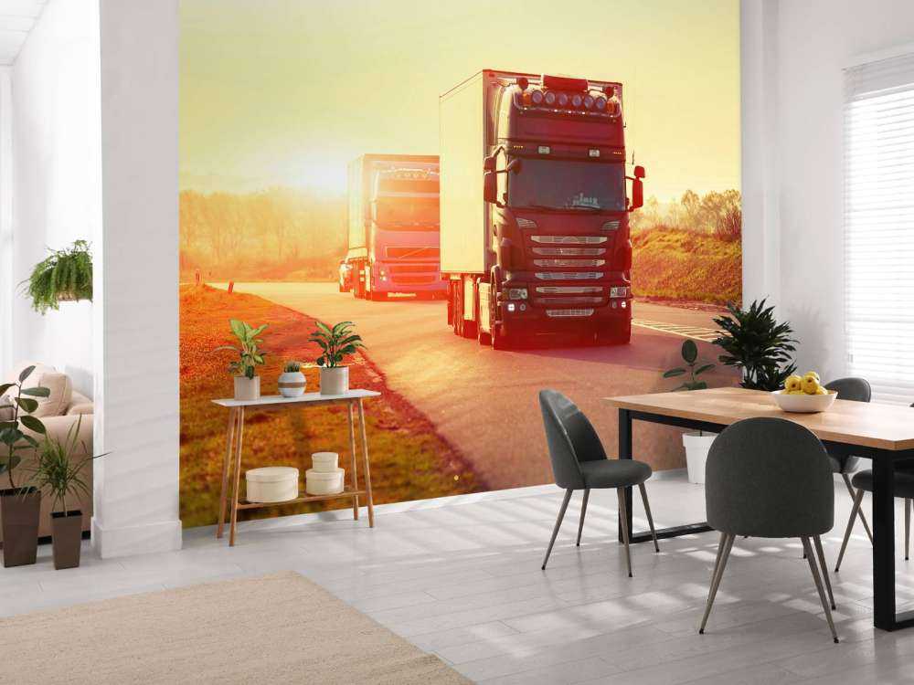 Lastbilar på en motorväg