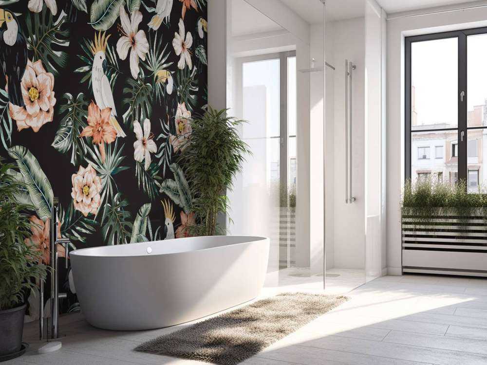 Tropisk thavn och papegoja