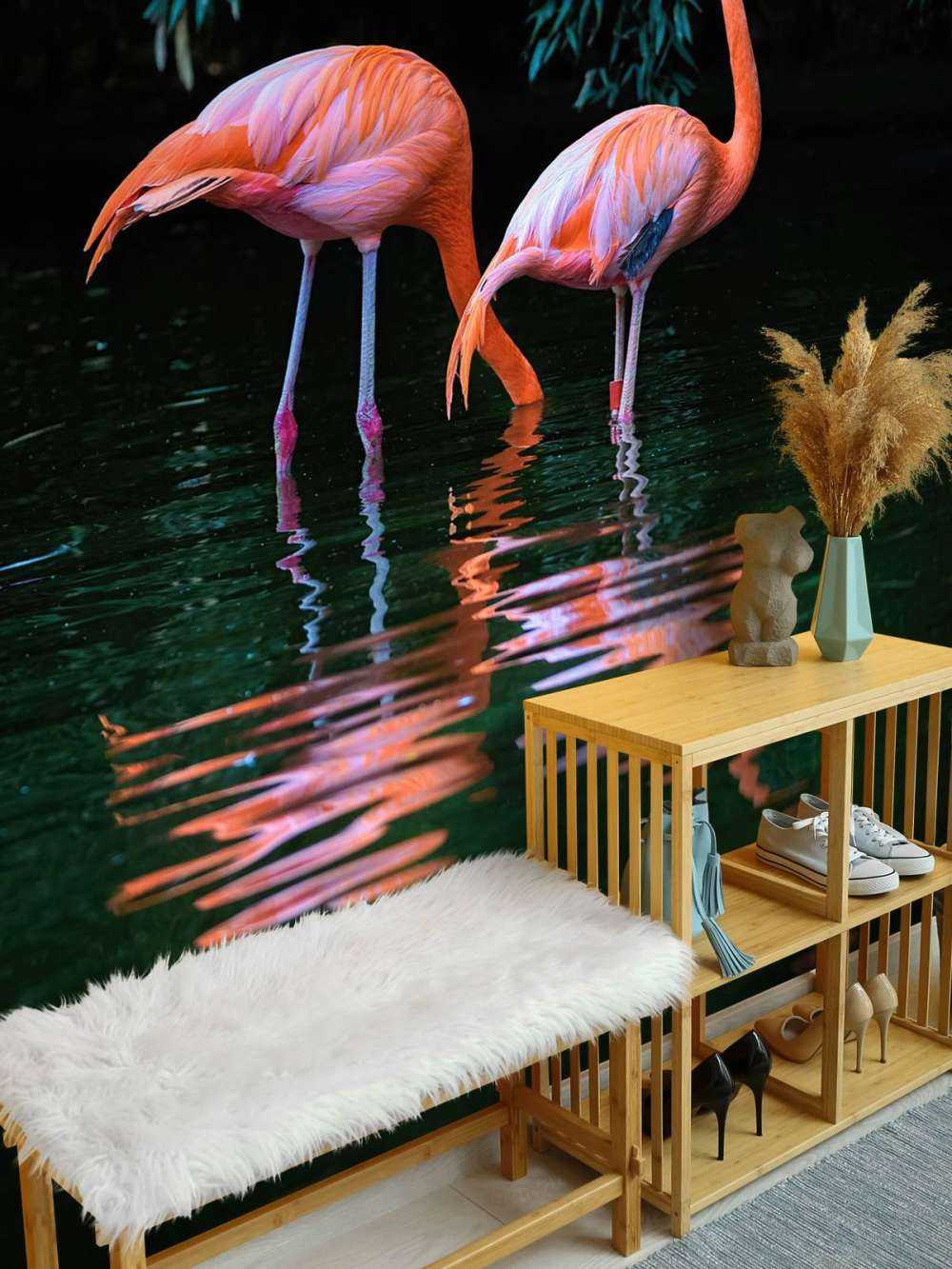 Två karibiska flamingor