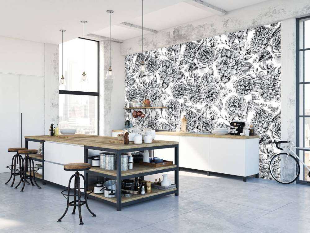 Svartvit Blomträdgård