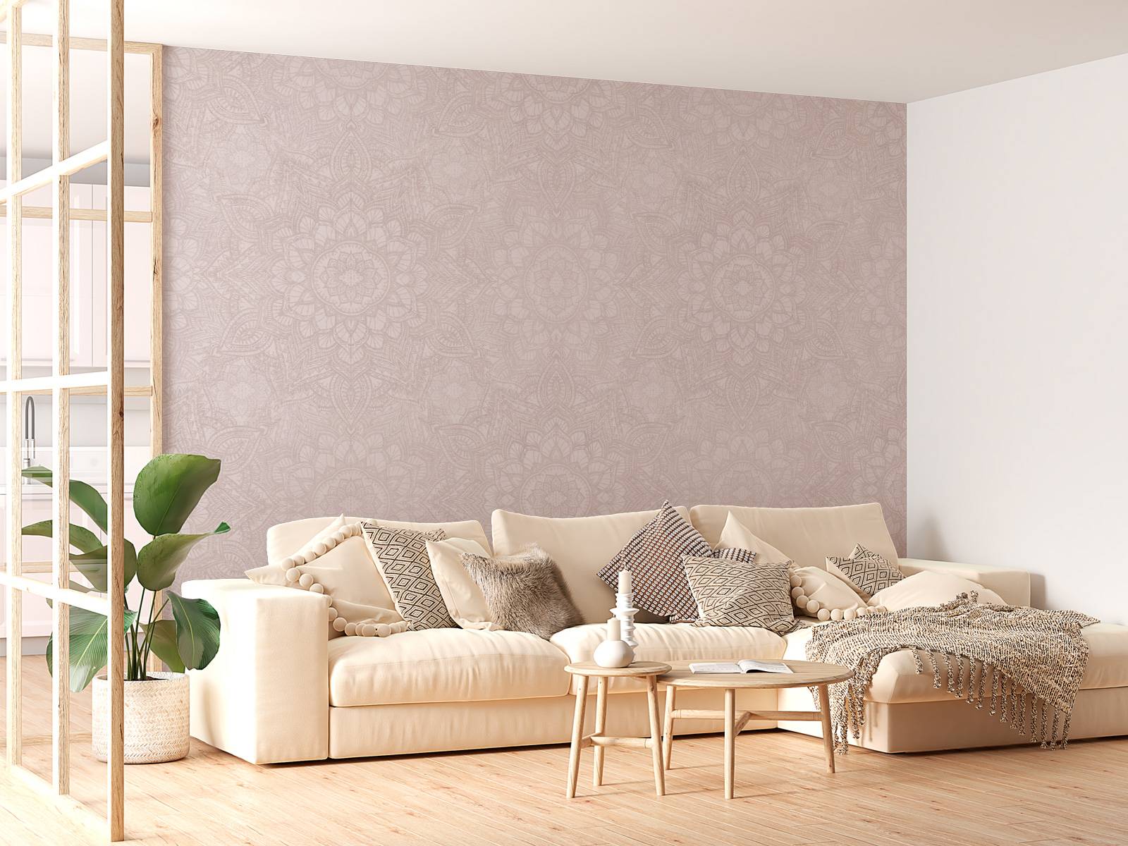 Boho Golden Mandala - rodnande rosa