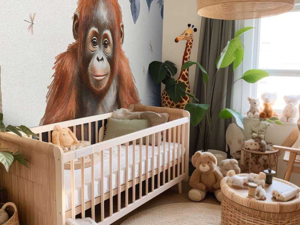 Ung orangutang i djungeln blå