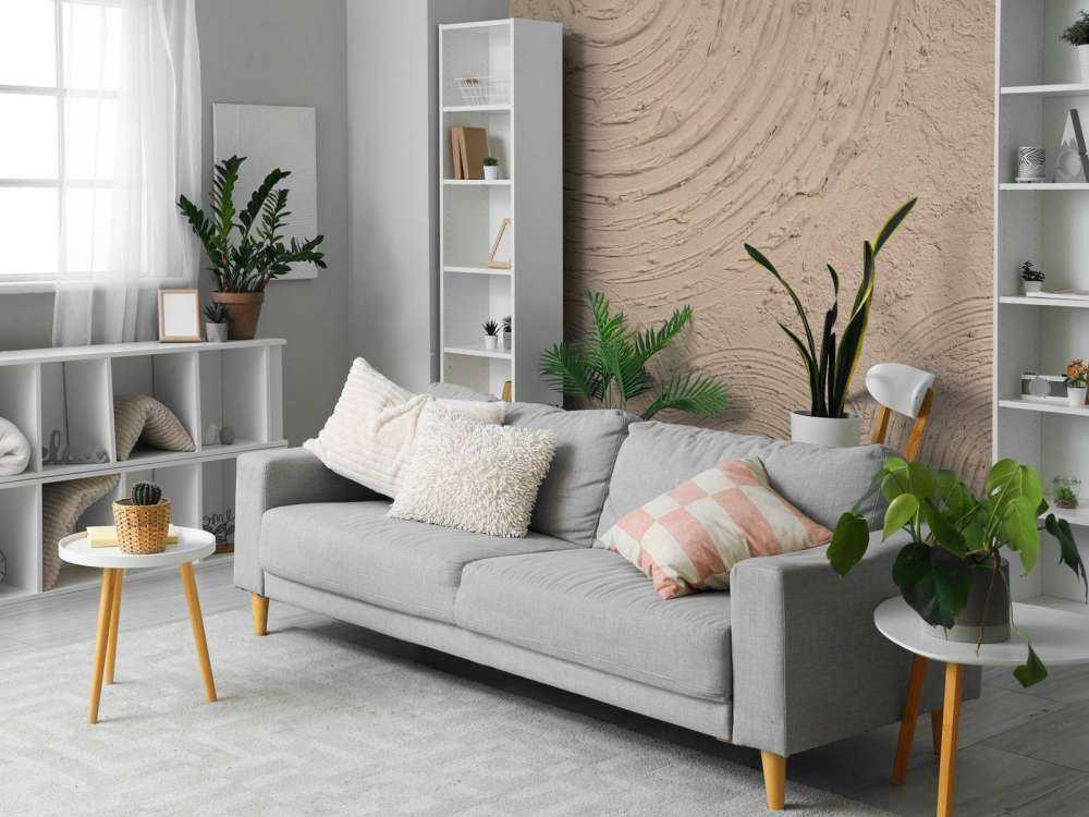 Organiska former och linjer i taupe