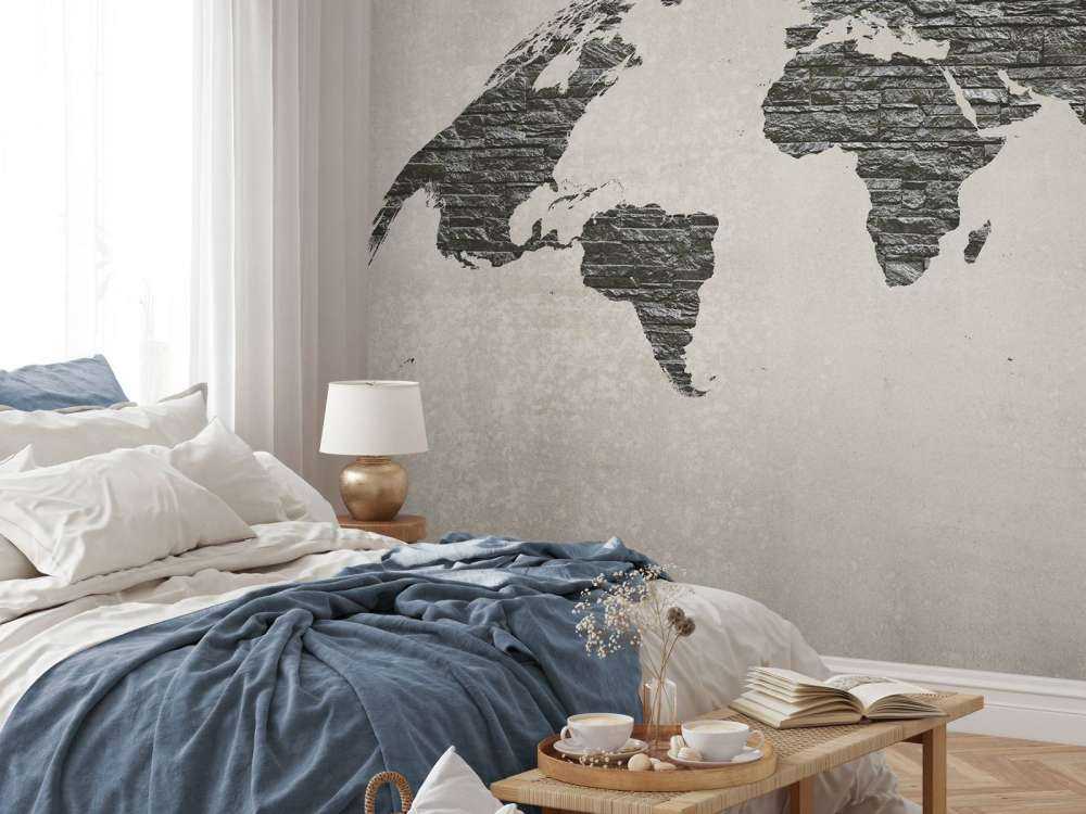 Världskarta mörka stenar