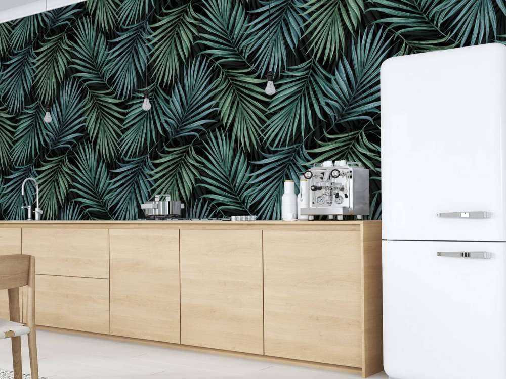 Tropiskt mönstrade gröna blad