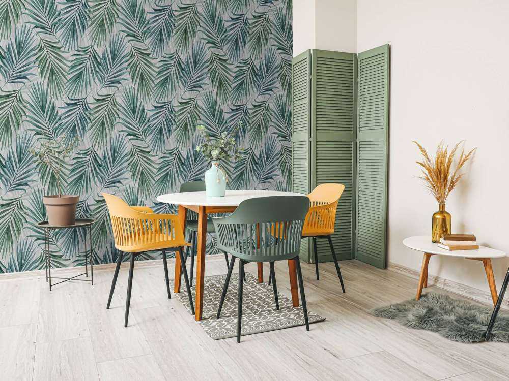 Blå och gröna palmblad