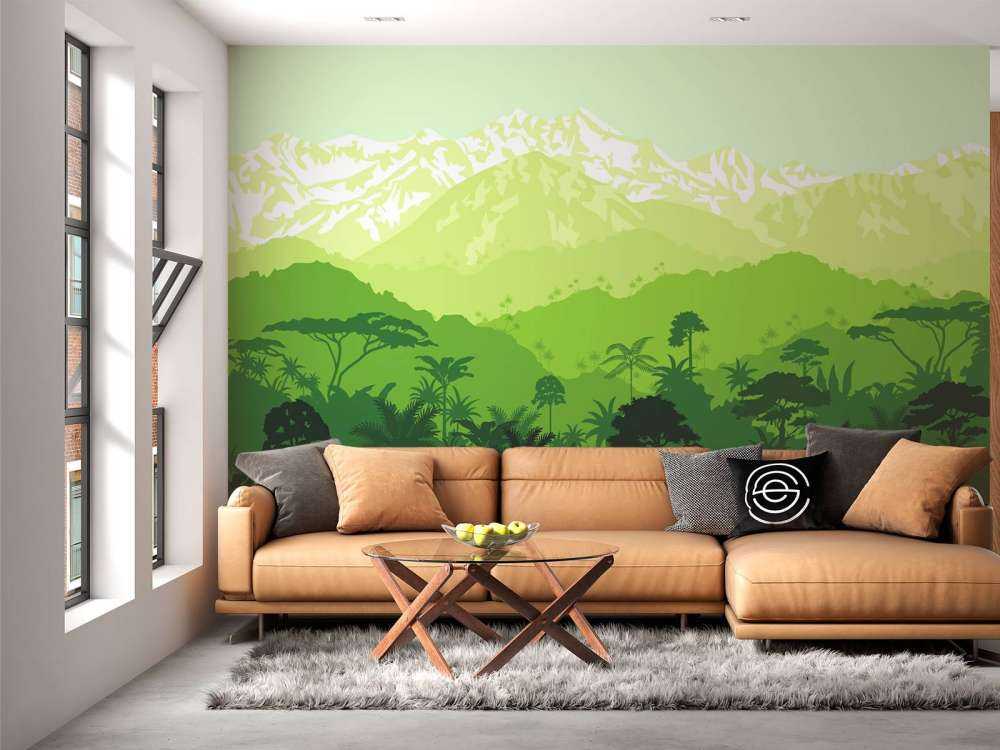 Djungelträd och höga berg