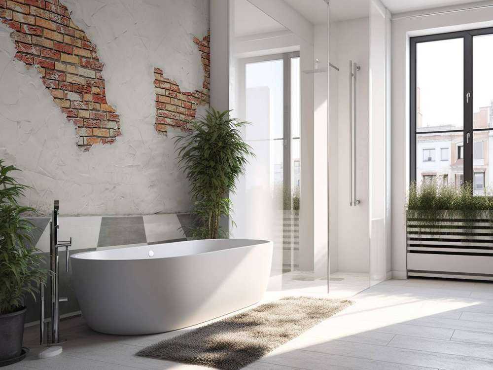 Tegelvägg med stuckatur