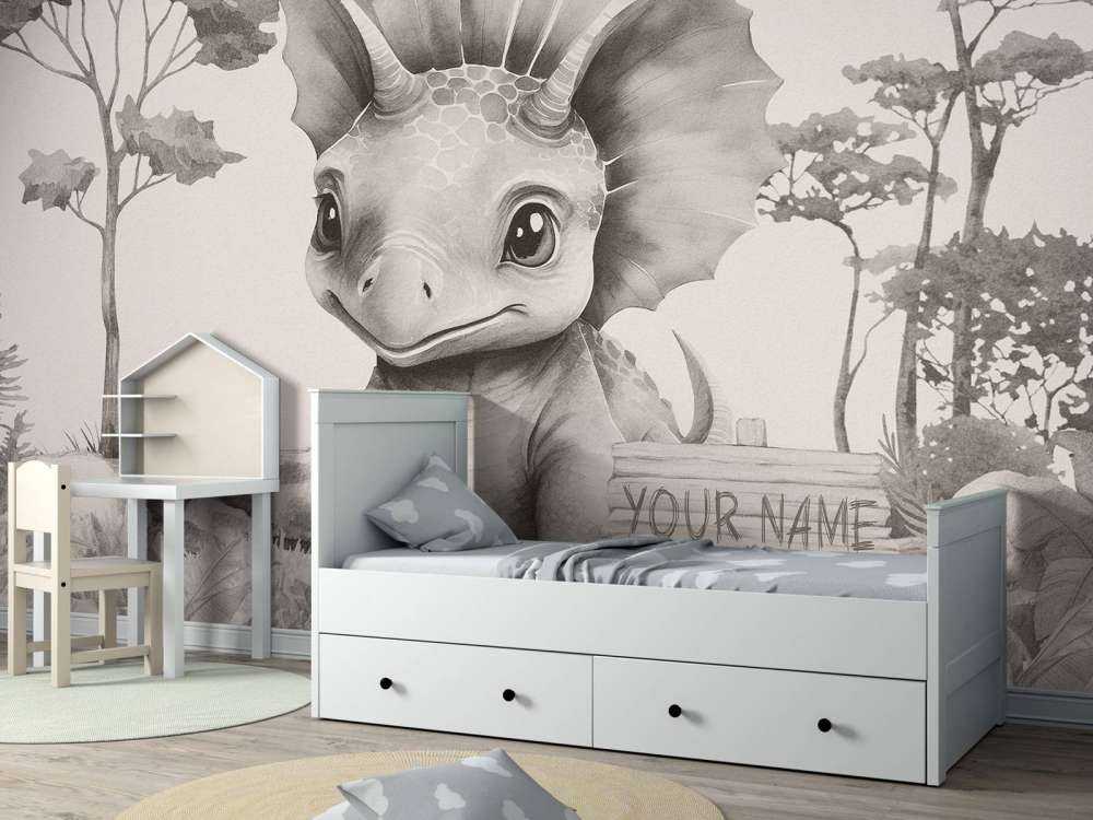 Baby triceratops i den beige djungeln