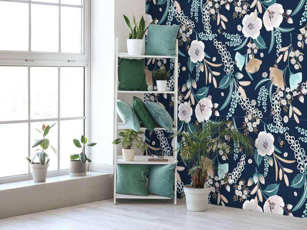 Blomsterträdgård vid midnatt