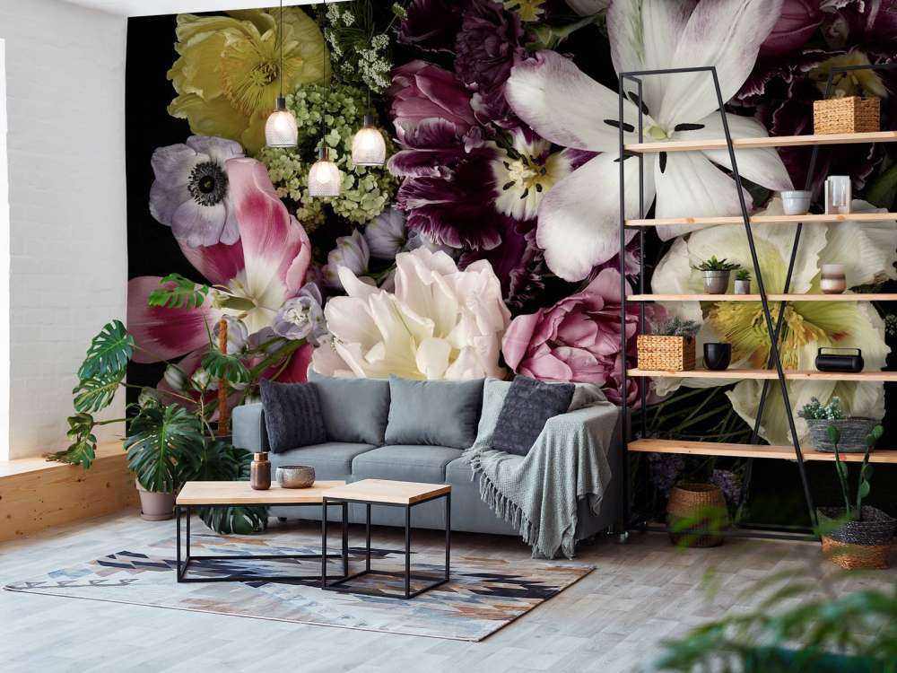 Färgglada blommor mörka