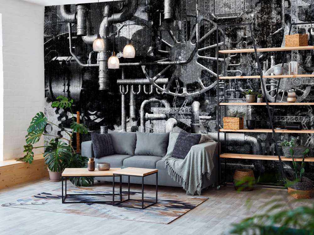 Gammelt maskinrum på et tog