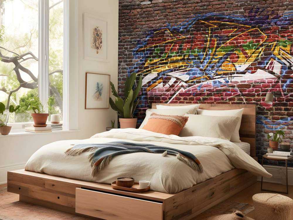 Graffiti på murstensvæg