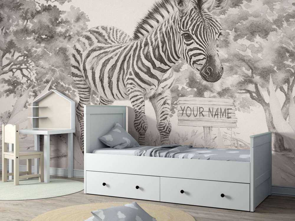 Ung zebra i naturen beige