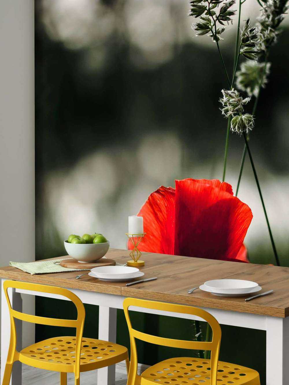 Rød valmue med græs