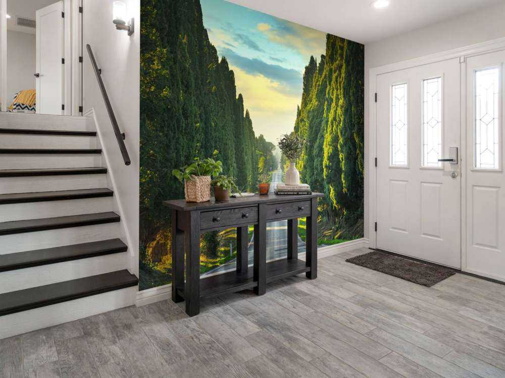 Vej med høje træer