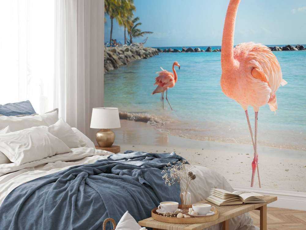 Flamingo på stranden