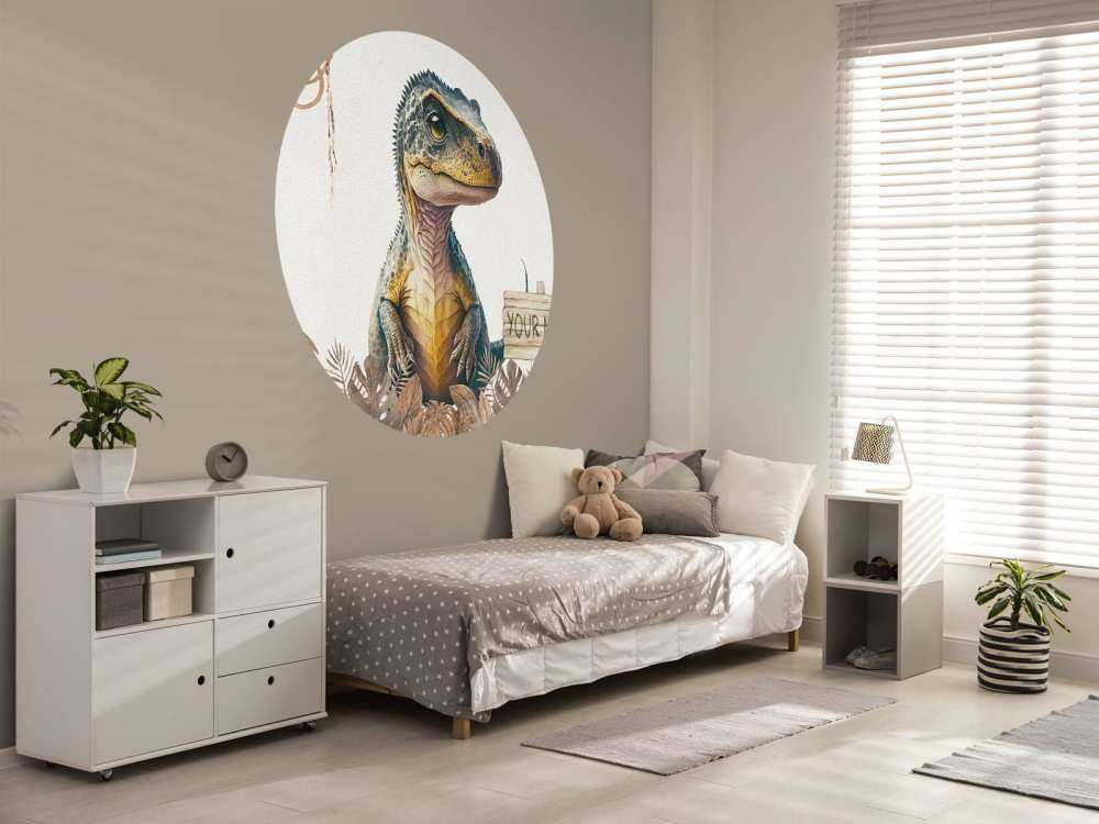 Baby t-rex i den taupefarvede junglen