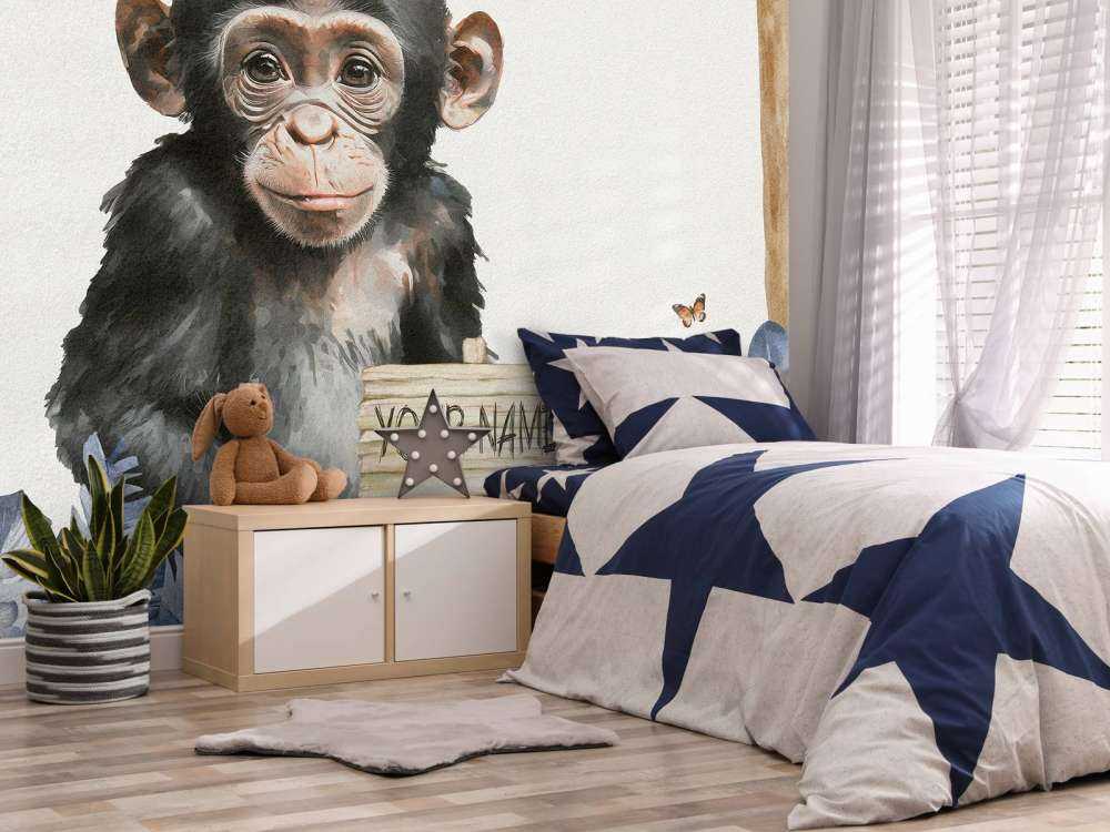 Baby-chimpanse i junglen blå