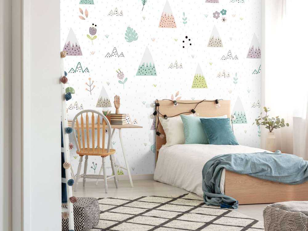 Bjerge, planter og blomster mønster