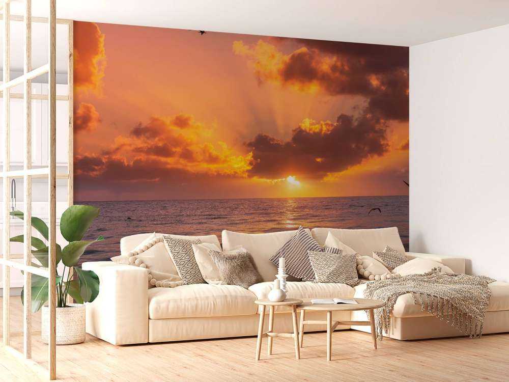 Vakker oransje solnedgang