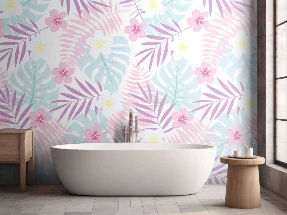 Pastellblomster og blader