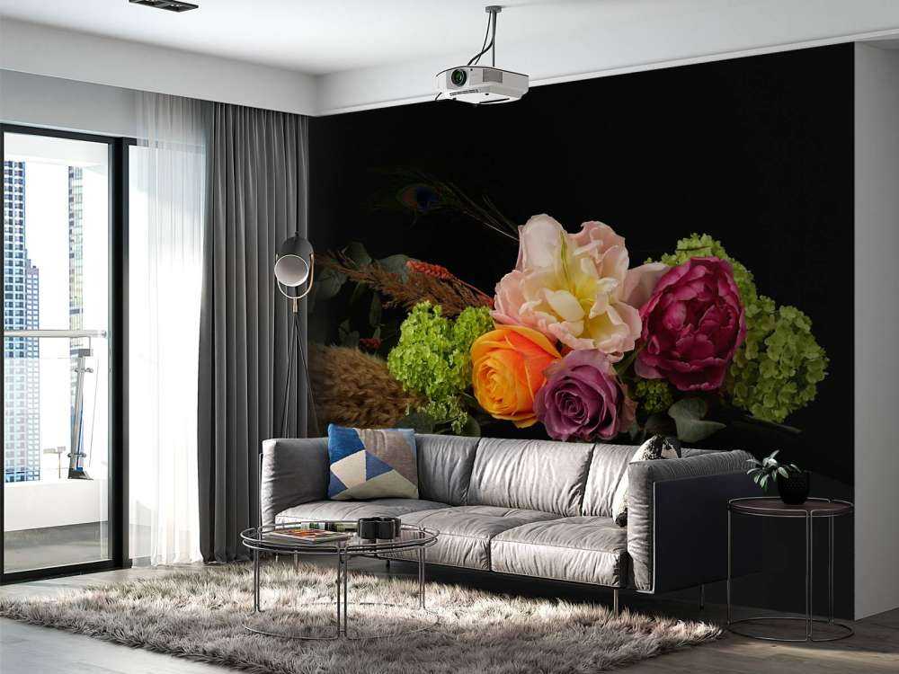 Blomsterbukett med fjær