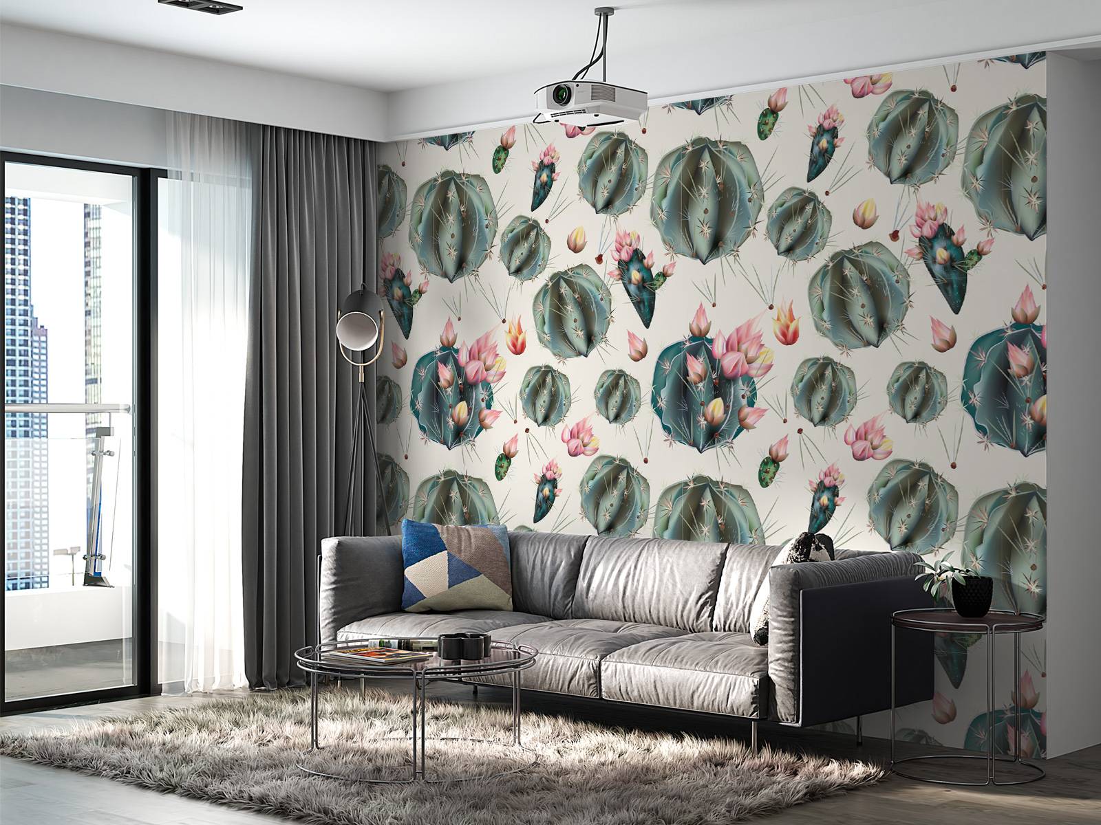 Kaktus med blomster