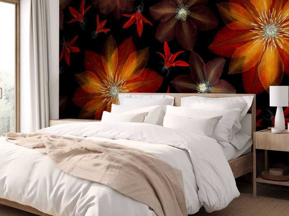 Røde klematisblomster