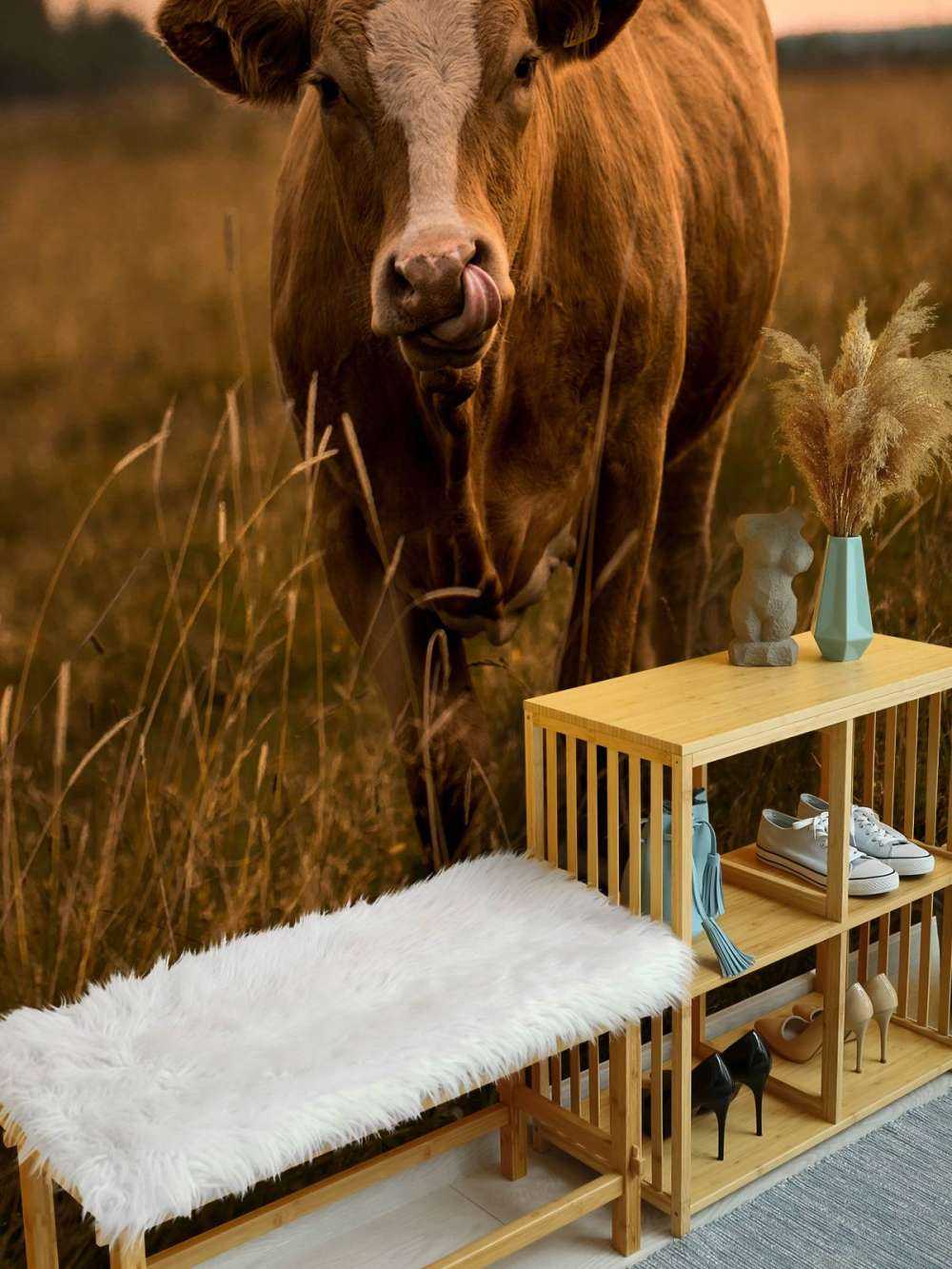 Ku med tungen i nesen