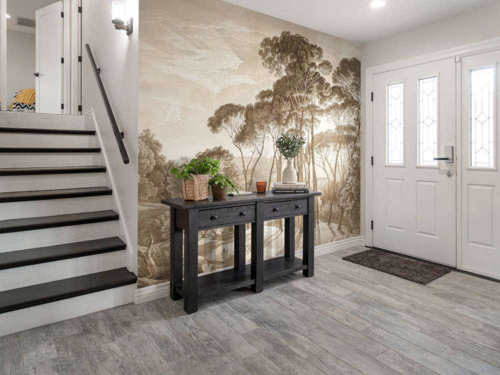 Skoglandskap nær Roma med solnedgang