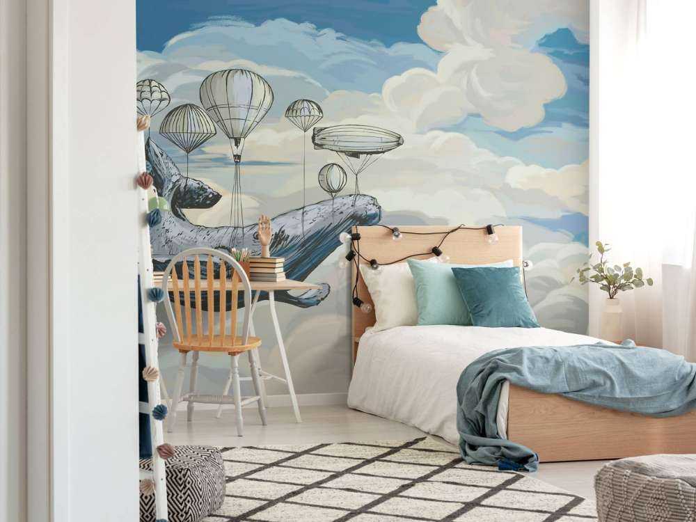 Varmluftsballonger med en hval