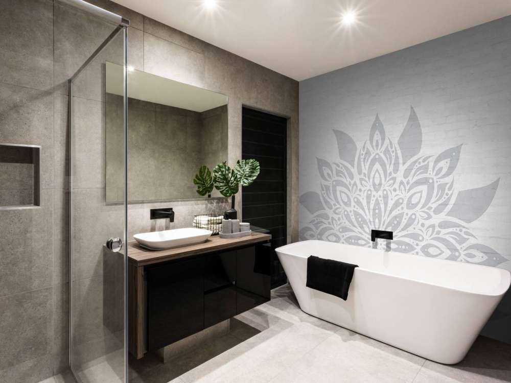 Lys grå mandala på murstein