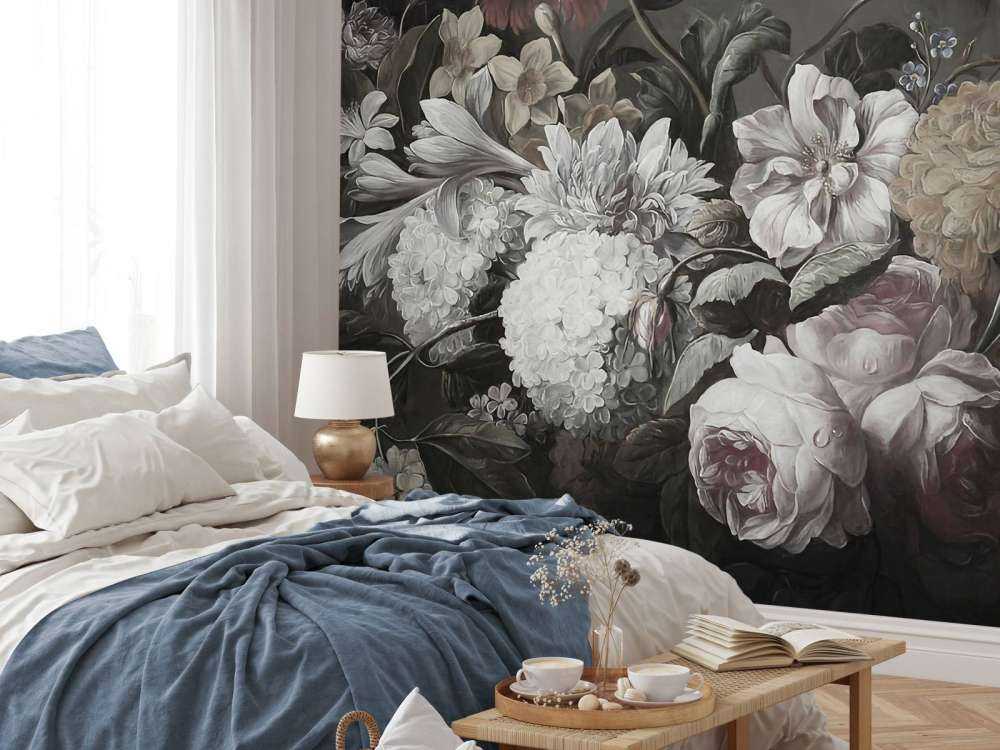 Bukett med valmuer og krokus